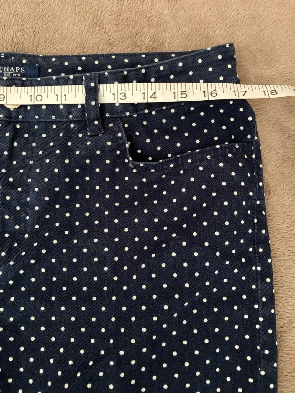 Chaps WOMENS Navy Polka Dot Capri jeans size 12 - Picture 6 of 12